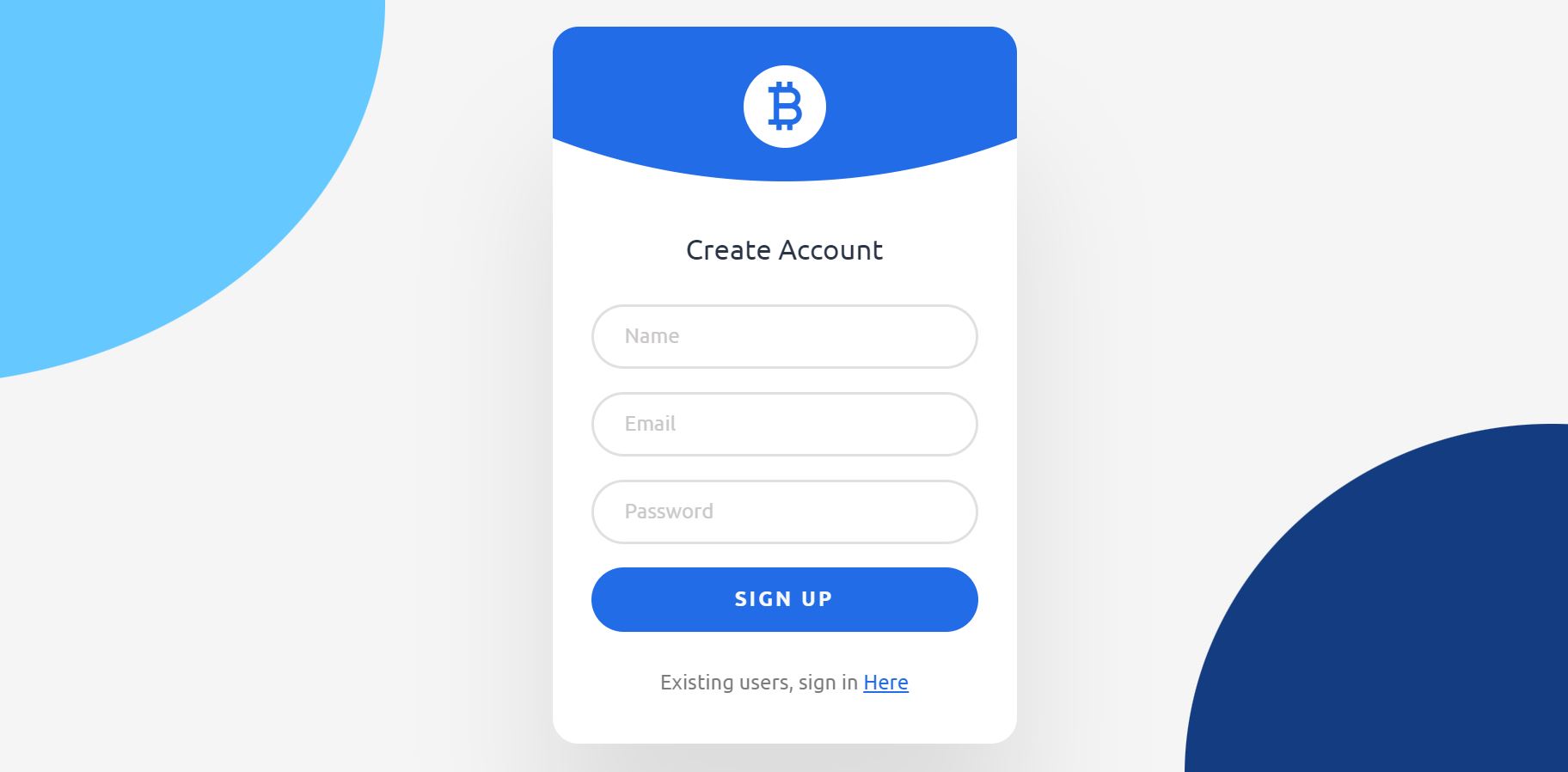 Animated CSS Sign-up Form with Bitcoin Logo